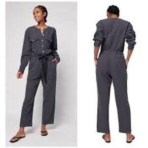 NWT Faherty Dream Cotton Gauze Jumpsuit Washed Black Organic‎ Women's Size Small